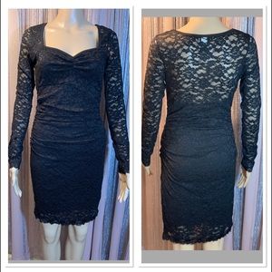 MODA International  S/P Black Sexy Lace Dress LS
